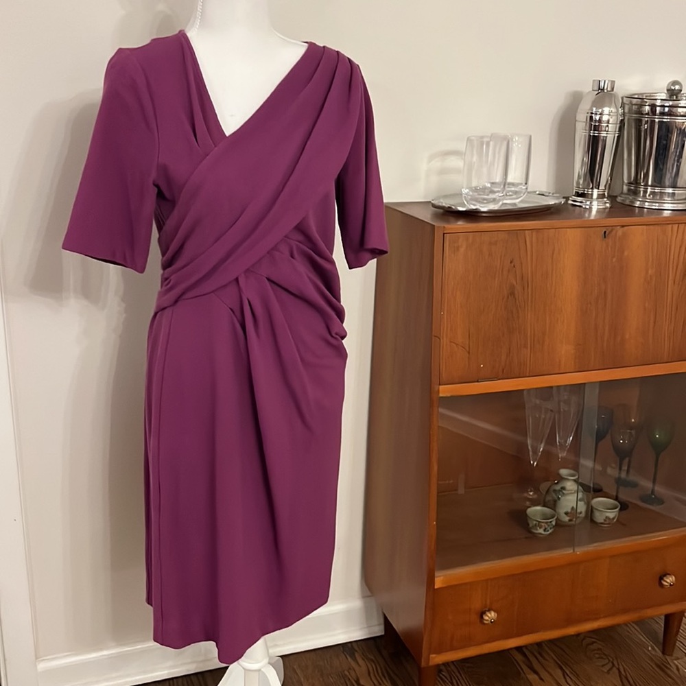 Ann Taylor sz 8 Shift Dress Purple Gathered Top
